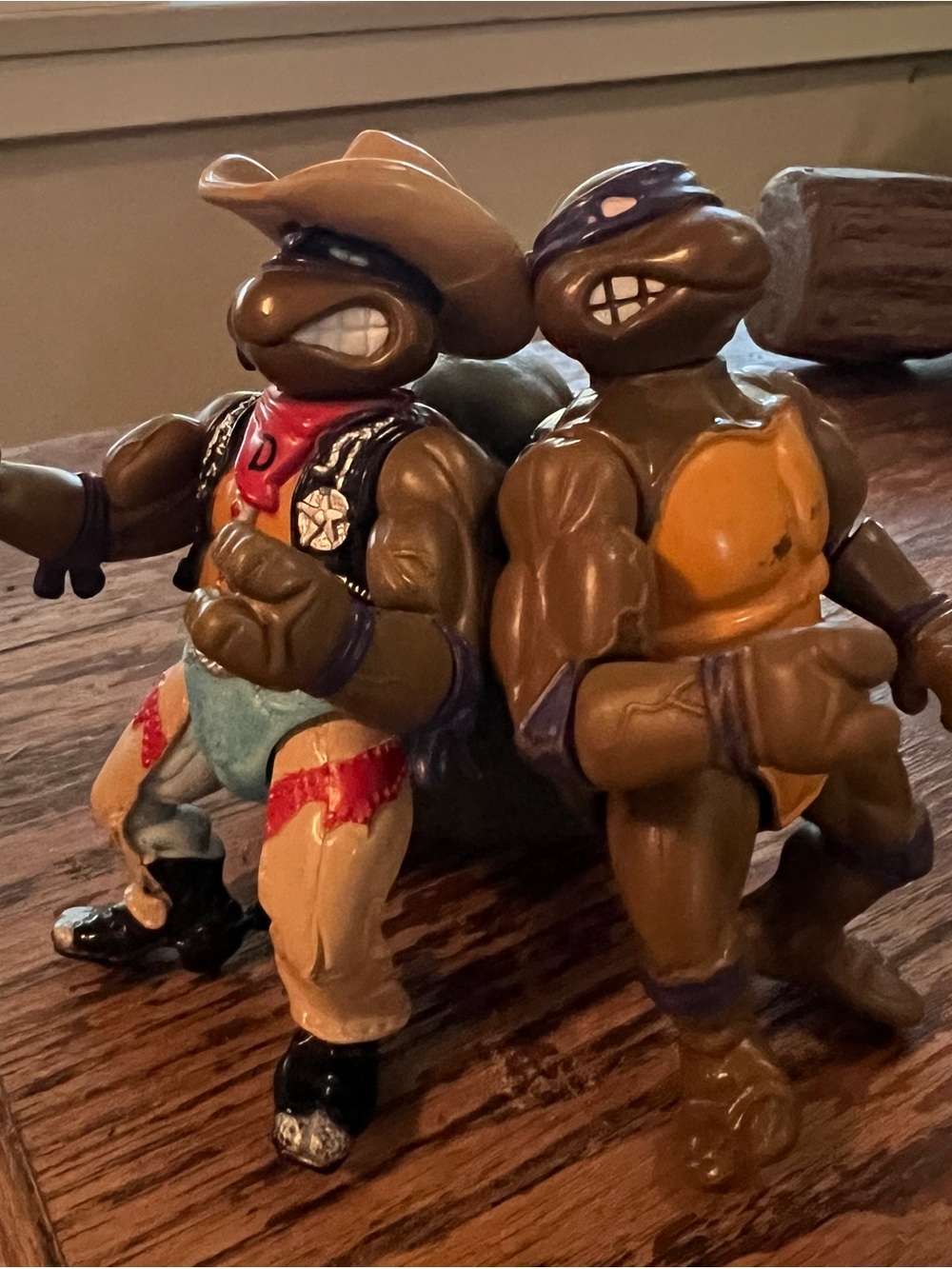 Vintage 2 Teenage Mutant Ninja Turtles Crazy Cowboy Don & Donatello
